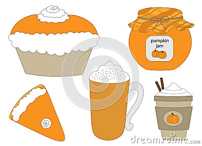 Food drink pumkins vector illustration Cartoon Illustration